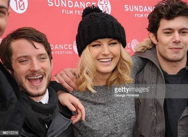 Adam Brody, Malin Akerman, Elijah Wood and Katie Holmes are all dressed up to film a wedding scene for their upcoming film The Romantics
