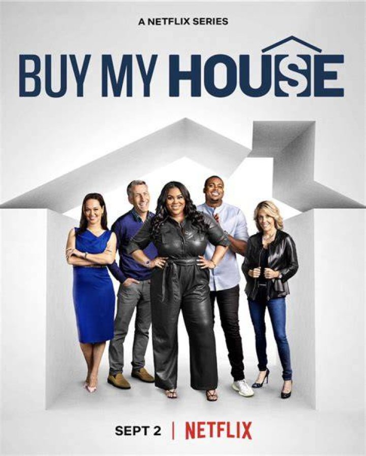 (L to R) Danisha Danielle Wrighster, Glenn Kelman, Pam Liebman, Brandon Copeland in episode 105 of Buy My House. Cr. Courtesy of Netflix &copy; 2022